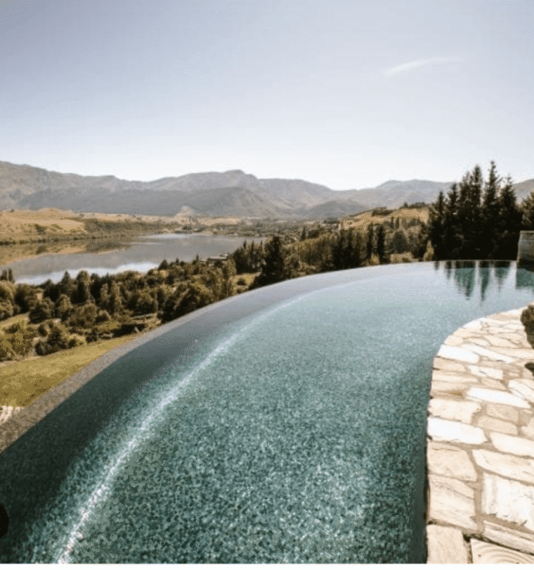 Custom glass mosaic blend designed for Stoneridge Estate Winery swimming pool