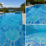 Luxury custom glass mosaic swimming pool commissioned for the Sultan of Oman featuring premium Italian mosaic tiles by Direct Pool Tiles.